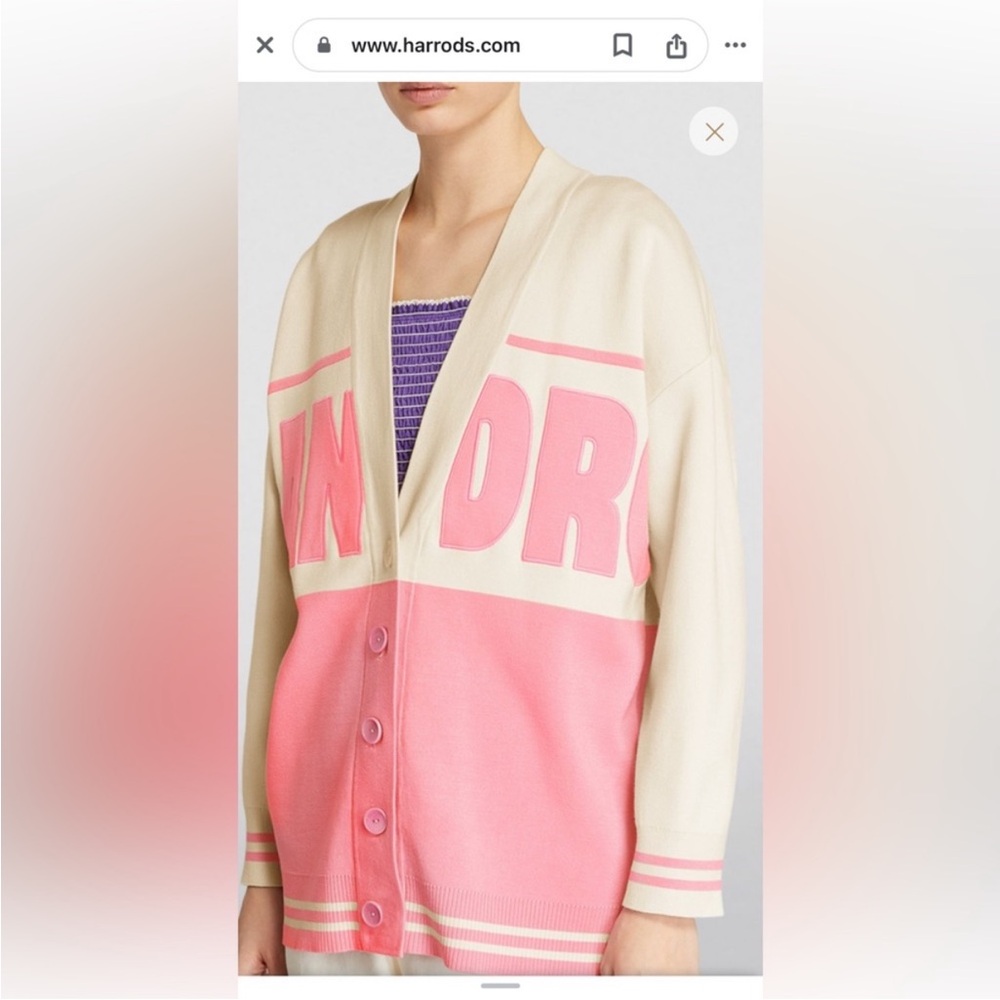 Sandro Pink and Cream knit Cardigan 2 - pin not included